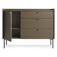 Peek 1 Door / 3 Drawer Credenza in Dark Olive - Angle 4