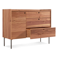 Peek 1 Door / 3 Drawer Credenza in Rustic Walnut - Angle 6