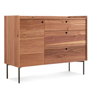 Peek 1 Door / 3 Drawer Credenza in Rustic Walnut - Angle 5