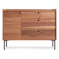 Peek 1 Door / 3 Drawer Credenza in Rustic Walnut - Angle 1