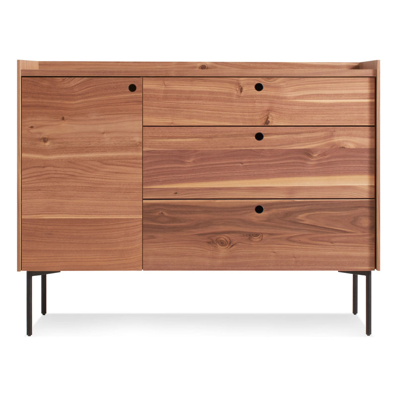 Peek 1 Door / 3 Drawer Credenza in Rustic Walnut - Angle 1
