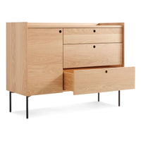 Peek 1 Door / 3 Drawer Credenza in White Oak - Angle 5
