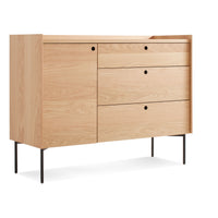 Peek 1 Door / 3 Drawer Credenza in White Oak - Angle 4