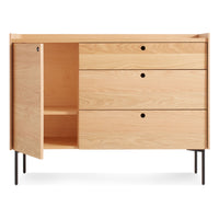Peek 1 Door / 3 Drawer Credenza in White Oak - Angle 3