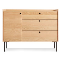 Peek 1 Door / 3 Drawer Credenza in White Oak - Angle 1