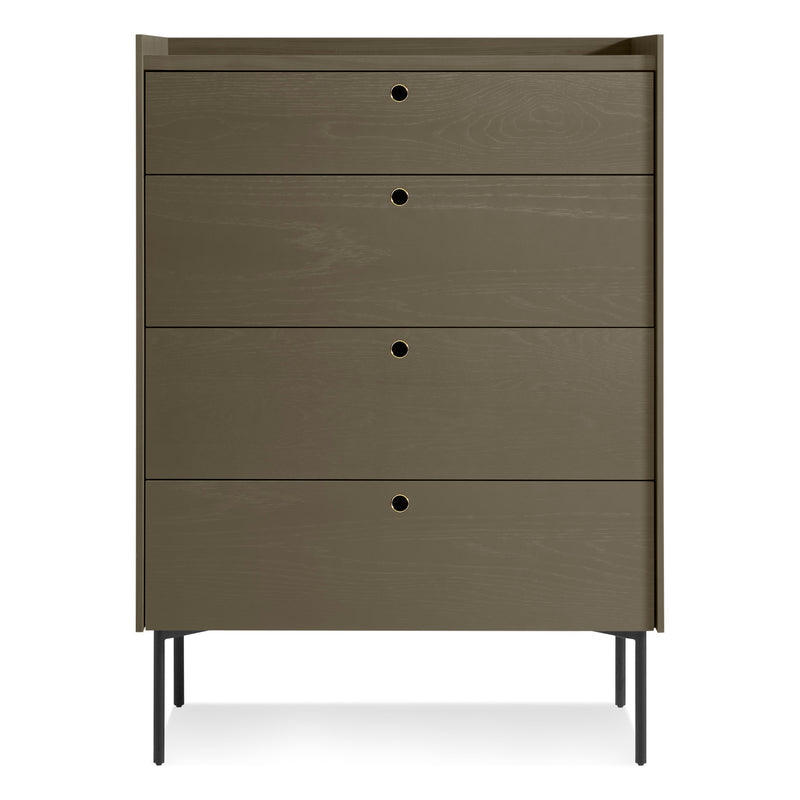 Peek 4 Drawer Dresser in Dark Olive - Angle 1