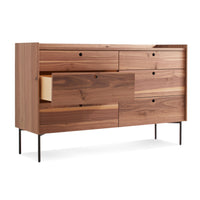Peek 6 Drawer Dresser in Rustic Walnut - Angle 5