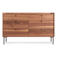 Peek 6 Drawer Dresser in Rustic Walnut - Angle 1
