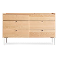 Peek 6 Drawer Dresser in White Oak - Angle 1