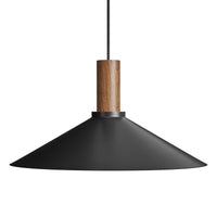 Emblem Large Pendant Light in Black / Walnut - Angle 1