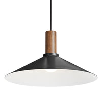 Emblem Large Pendant Light in Black / Walnut - Angle 6