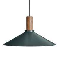 Emblem Large Pendant Light in Navy Green / Walnut - Angle 1