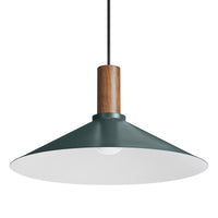 Emblem Large Pendant Light in Navy Green / Walnut - Angle 3