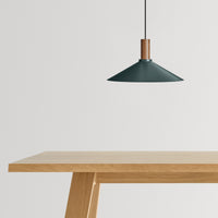 Emblem Large Pendant Light in Navy Green / Walnut - Angle 5