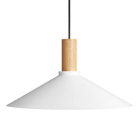 Emblem Large Pendant Light in White / White Oak - Angle 1