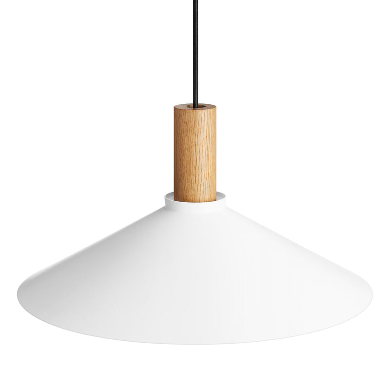 Emblem Large Pendant Light in White / White Oak - Angle 2