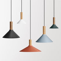 Emblem Medium Pendant Light in Grey Blue / White Oak - Angle 9