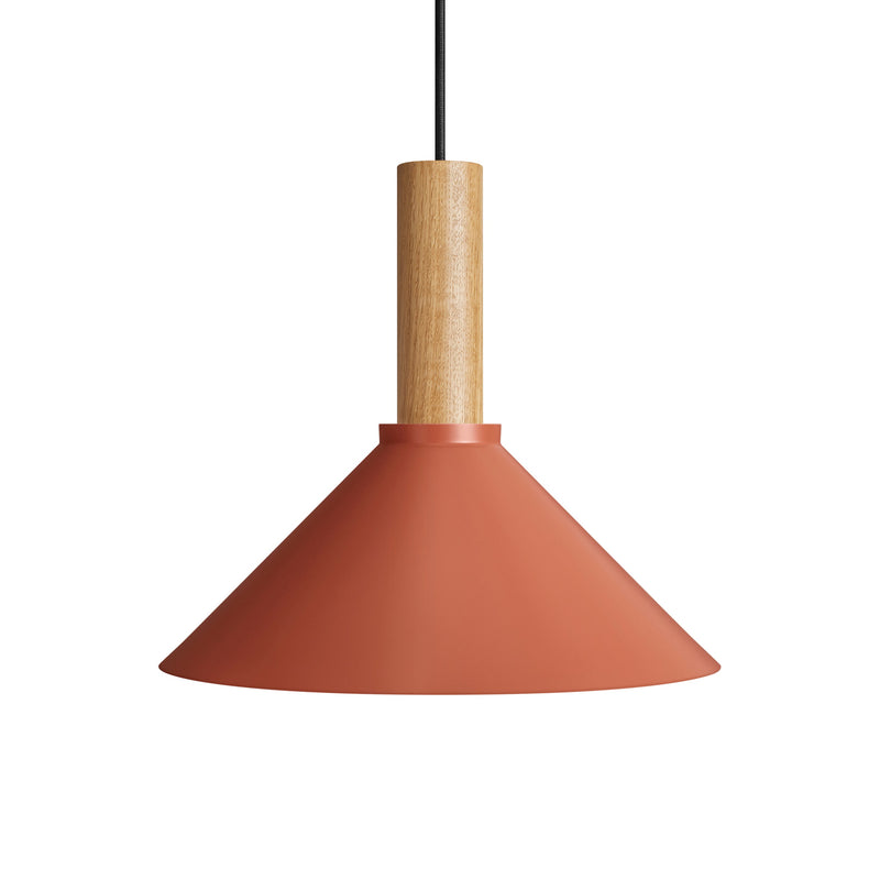 Emblem Medium Pendant Light in Tomato / White Oak
