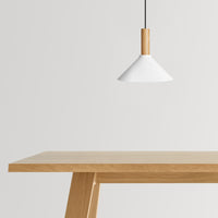 Emblem Medium Pendant Light in White / White Oak - Angle 8