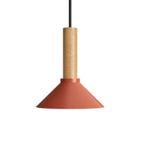 Emblem Small Pendant Light in Tomato / White Oak - Angle 1