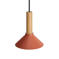 Emblem Small Pendant Light in Tomato / White Oak - Angle 2