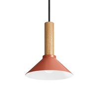 Emblem Small Pendant Light in Tomato / White Oak - Angle 3
