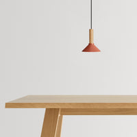 Emblem Small Pendant Light in Tomato / White Oak - Angle 5