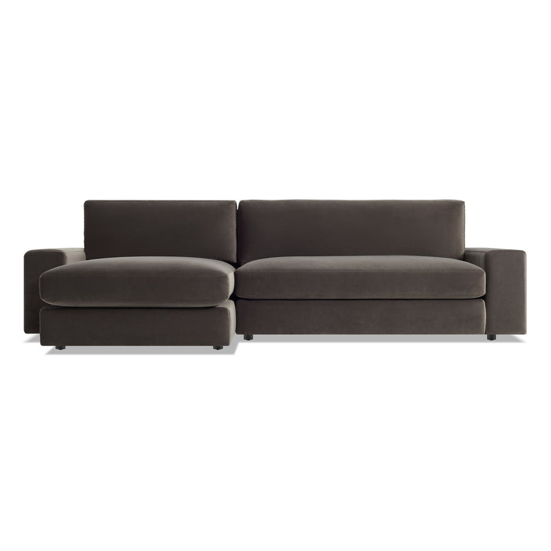 Esker Sofa with Chaise in Storm Velvet - Angle 1