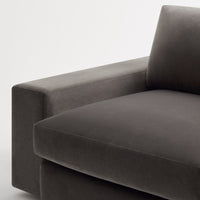 Esker Sofa with Chaise in Storm Velvet - Angle 8