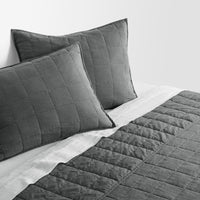 Ester Linen Quilt Set in Charcoal - Angle 5