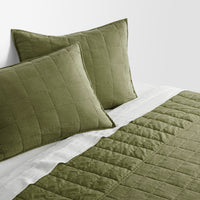 Ester Linen Quilt Set in Loden Green - Angle 5
