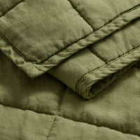 Ester Linen Quilt Set in Loden Green - Angle 6