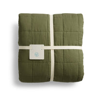 Ester Linen Quilt Set in Loden Green - Angle 9
