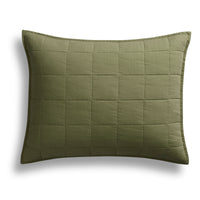 Ester Linen Quilt Set in Loden Green - Angle 2