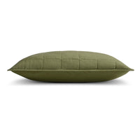 Ester Linen Quilt Set in Loden Green - Angle 4