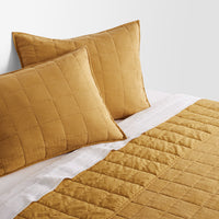 Ester Linen Quilt Set in Mustard - Angle 5