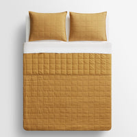 Ester Linen Quilt Set in Mustard - Angle 8