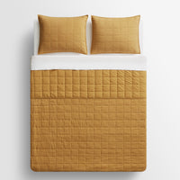 Ester Linen Quilt Set in Mustard - Angle 8