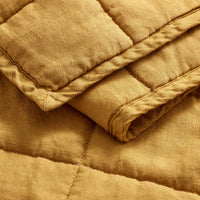 Ester Linen Quilt Set in Mustard - Angle 6