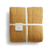 Ester Linen Quilt Set in Mustard - Angle 9