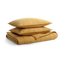 Ester Linen Quilt Set in Mustard - Angle 1