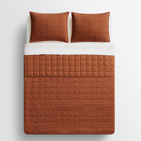 Ester Linen Quilt Set in Tomato - Angle 8