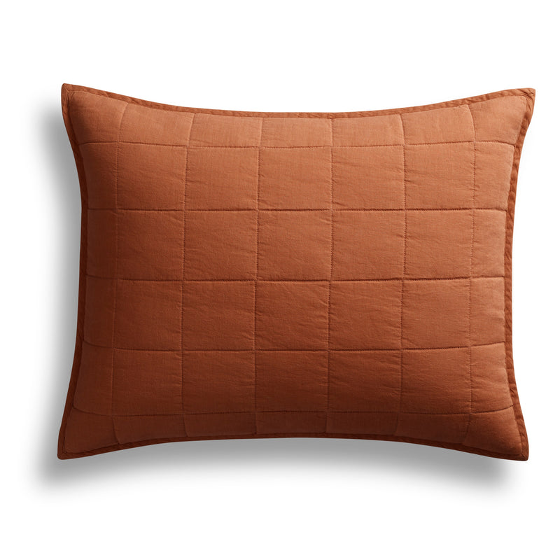 Ester Linen Quilt Set in Tomato - Angle 2