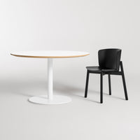 Easy Round Dining Table in White Laminate - Angle 3