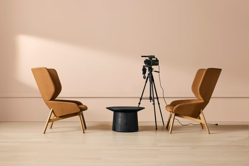 Heads Up Swivel Lounge Chair in Maharam Mode in Machine - Angle 2