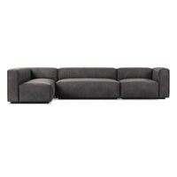 Cleon Medium+ Sectional Sofa in Slate Leather - Angle 1