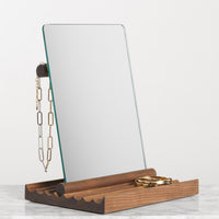 Furrow Table Mirror in Walnut - Angle 8