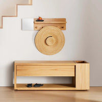 Candid Wall Shelf with Hooks in Walnut - Angle 2
