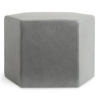 Hecks Ottoman in Breezy Blue Leather - Angle 1