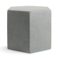 Hecks Ottoman in Breezy Blue Leather - Angle 3